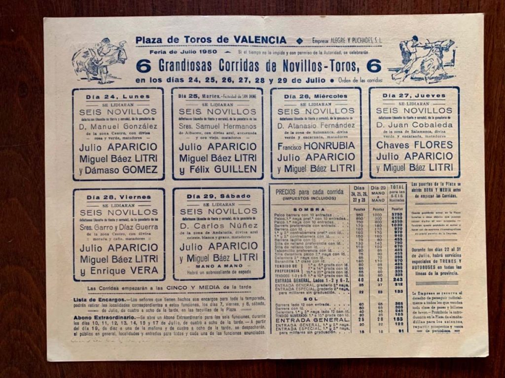 Cartel feria de Julio 1950 Valencia